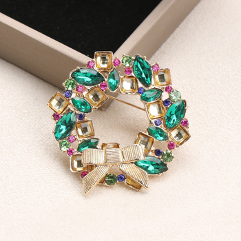 Брошка с лък от сплав и кристална гирлянда, унисекс аксесоар, диамантена обработка, произход Yiwu, есен 2025