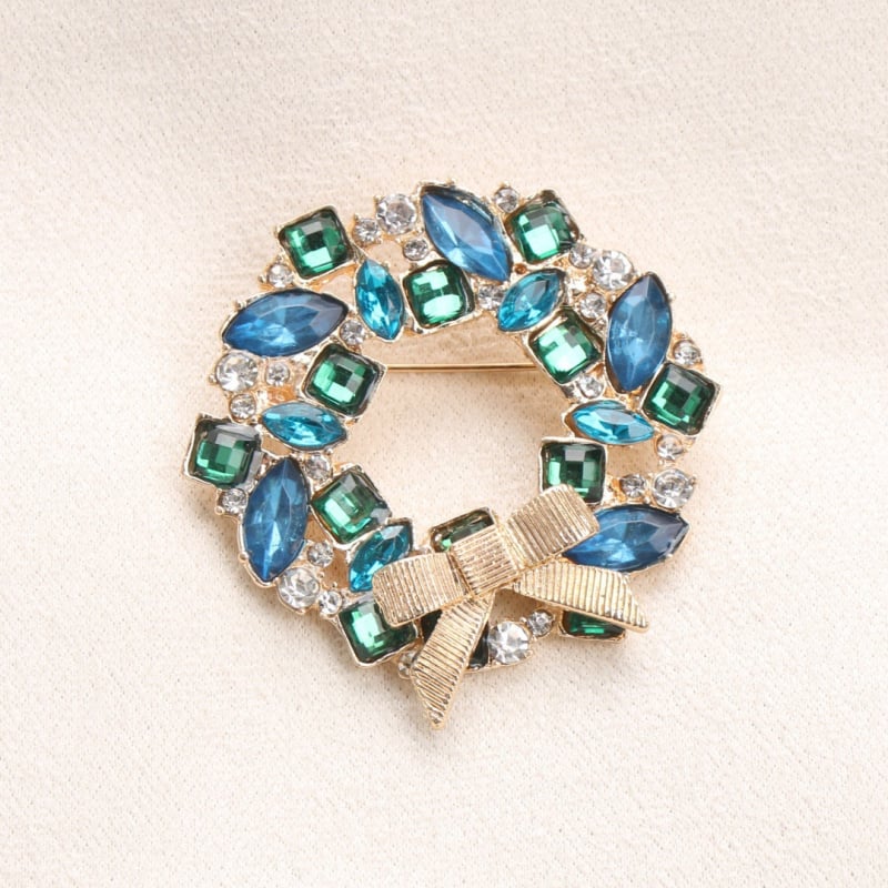 Брошка с лък от сплав и кристална гирлянда, унисекс аксесоар, диамантена обработка, произход Yiwu, есен 2025