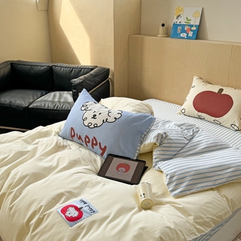 Set de lenjerie patru piese din bumbac – 100% bumbac, model cu desene animate, țesătură twill, imprimare reactivă