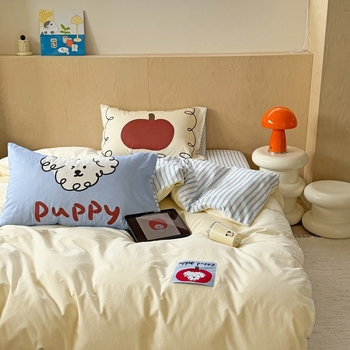 Set de lenjerie patru piese din bumbac – 100% bumbac, model cu desene animate, țesătură twill, imprimare reactivă