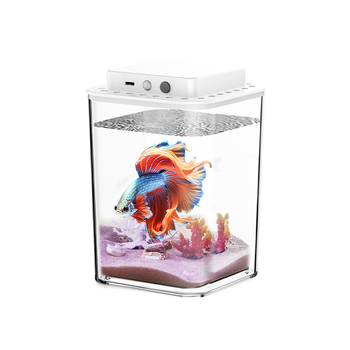 Mini ekološki akvarij s rasvjetom – ABS desktop akvarij za zlatne ribice, energetski uštedljivo, 1W, 500 g