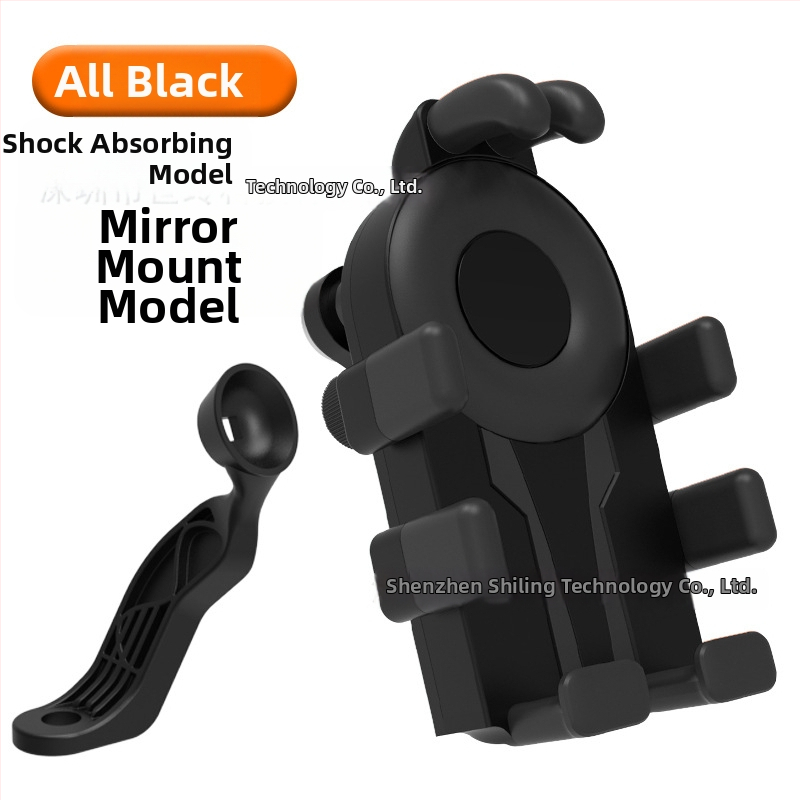 Държач за телефон за колоездене с осем щипки и антишокова конструкция (устройства 4,7–7 инча; пластмасов монтаж; универсално съвместим; за велосипед, мотоциклет и електрически транспорт)