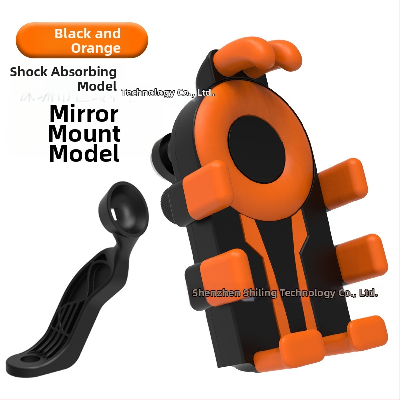 Държач за телефон за колоездене с осем щипки и антишокова конструкция (устройства 4,7–7 инча; пластмасов монтаж; универсално съвместим; за велосипед, мотоциклет и електрически транспорт)