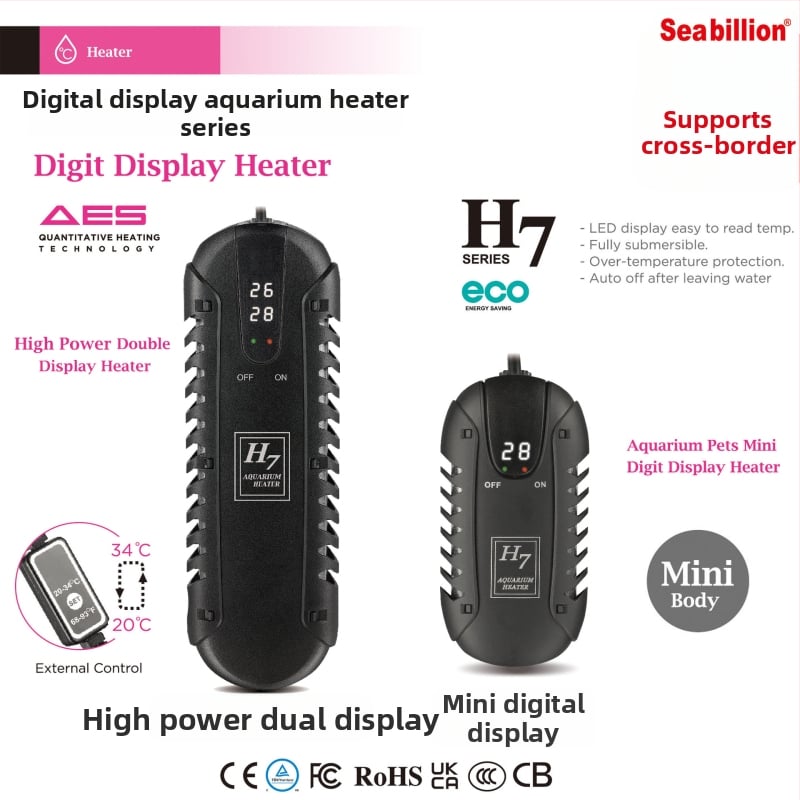 Мини нагревател за аквариум с LED дисплей, цифров контрол на температурата, 25W