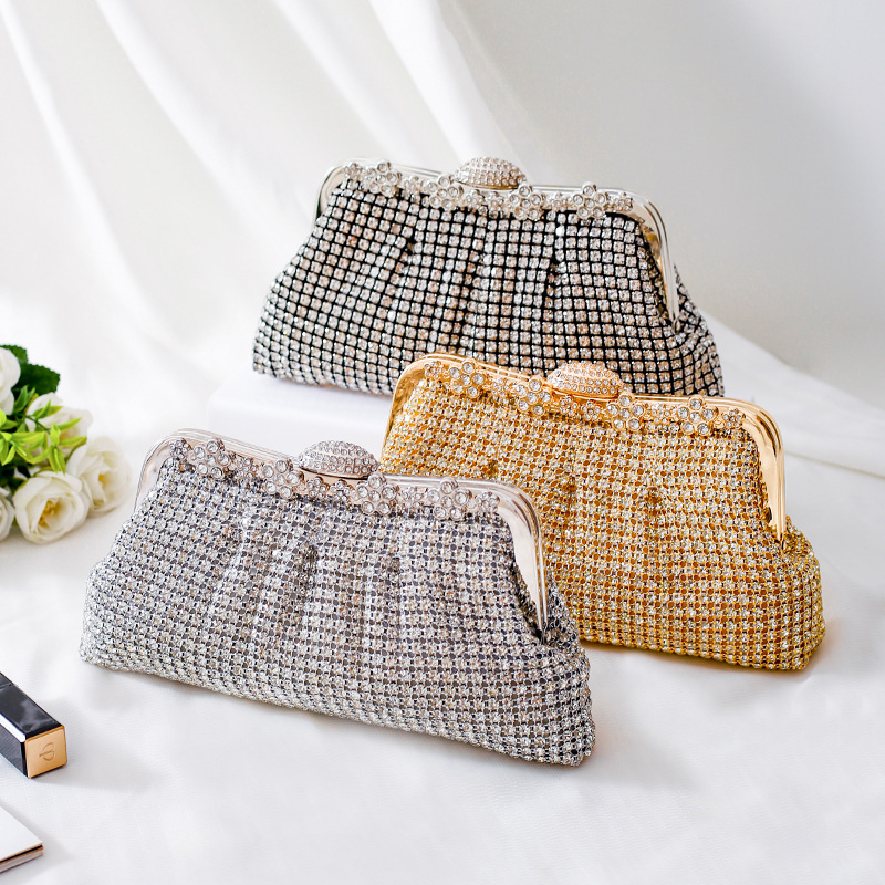 Kristalna Dumpling večernja torbica, clutch s 3D oblikom, zatvaranje kopčom, crossbody