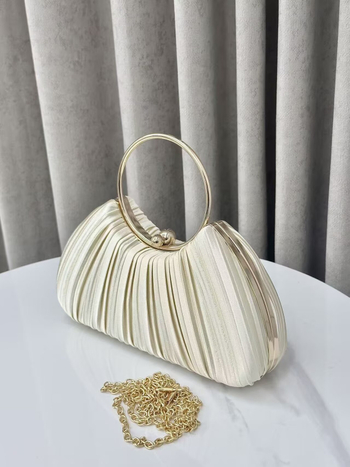 Poliesterska večernja torba s oblikom školjke, zaključavanje, unutarnji džepovi za telefon i dokumente