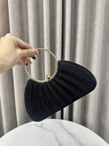 Poliesterska večernja torba s oblikom školjke, zaključavanje, unutarnji džepovi za telefon i dokumente