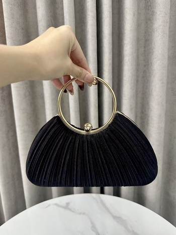 Poliesterska večernja torba s oblikom školjke, zaključavanje, unutarnji džepovi za telefon i dokumente