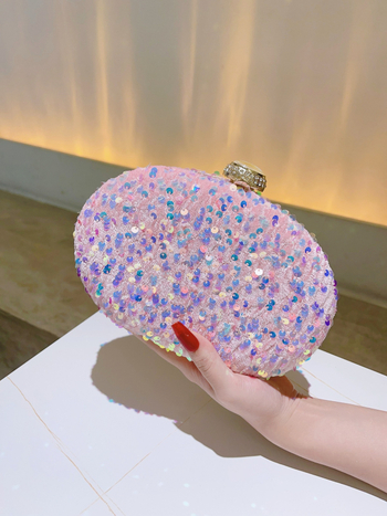 Baršunasta kutijasta torbica, ovalni oblik, zaključavanje, poliester podstava