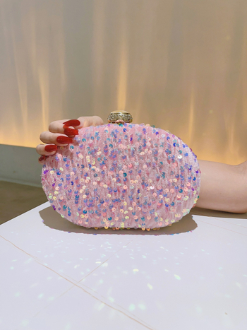 Baršunasta kutijasta torbica, ovalni oblik, zaključavanje, poliester podstava