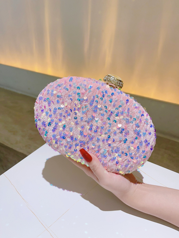 Baršunasta kutijasta torbica, ovalni oblik, zaključavanje, poliester podstava