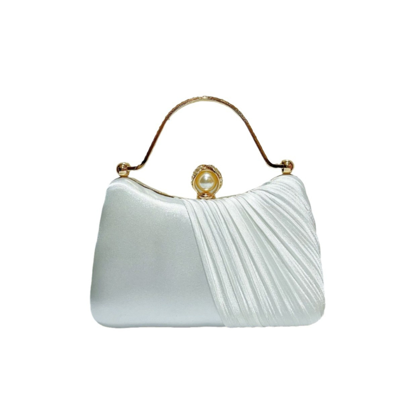 Mala kvadratna večernja torbica od poliestera, vodoravni kvadratni oblik, zaključavanje kopčom, unutarnji džepovi za telefon i dokumente, jednostruka naramenica