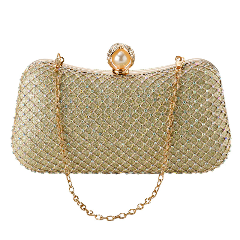 Crossbody večernja torbica s dijamantnom mrežom — geometrijski oblik, jastućast dizajn, poliester materijal, poliester podstava, trodimenzionalni vanjski dio torbice, zaključavanje (Poliester; Poliester podstava; Jastućasti dizajn; Trodimenzionalni vanjski