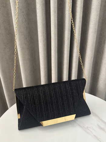 Poliesterska večernja torbica tipa pismo, vanjski poliester, horizontalan kvadratni oblik, zatvaranje poklopcem, proljeće 2025