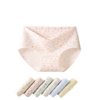 Trudničko donje rublje s V-oblikom niskog pojasa za potporu trbuha, prozračan antibakterijski pamuk, floralni uzorak.