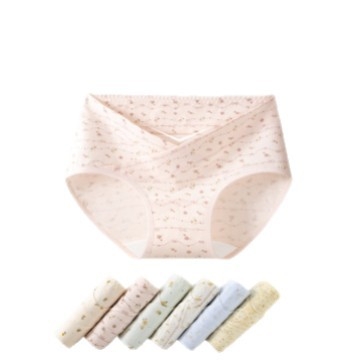 Trudničko donje rublje s V-oblikom niskog pojasa za potporu trbuha, prozračan antibakterijski pamuk, floralni uzorak.