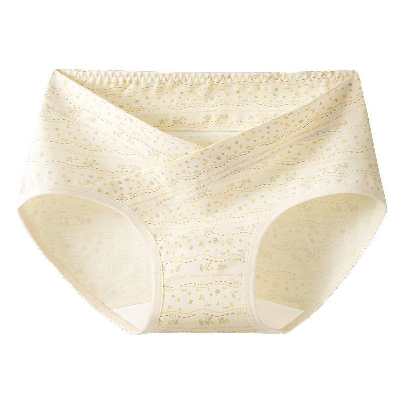 Trudničko donje rublje s V-oblikom niskog pojasa za potporu trbuha, prozračan antibakterijski pamuk, floralni uzorak.