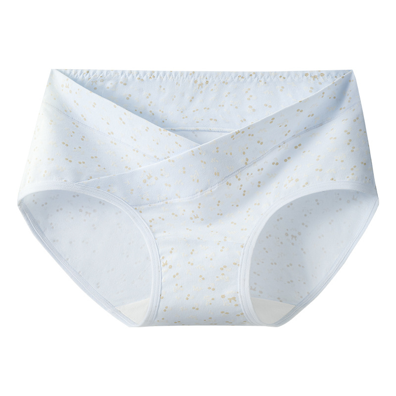 Trudničko donje rublje s V-oblikom niskog pojasa za potporu trbuha, prozračan antibakterijski pamuk, floralni uzorak.