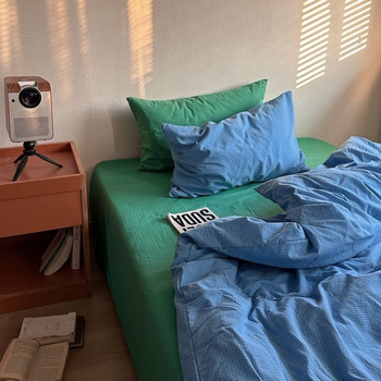 Pamuk Četverodijelni set posteljine, jednobojan, moderni minimalistički stil, težina 2500–3000 g