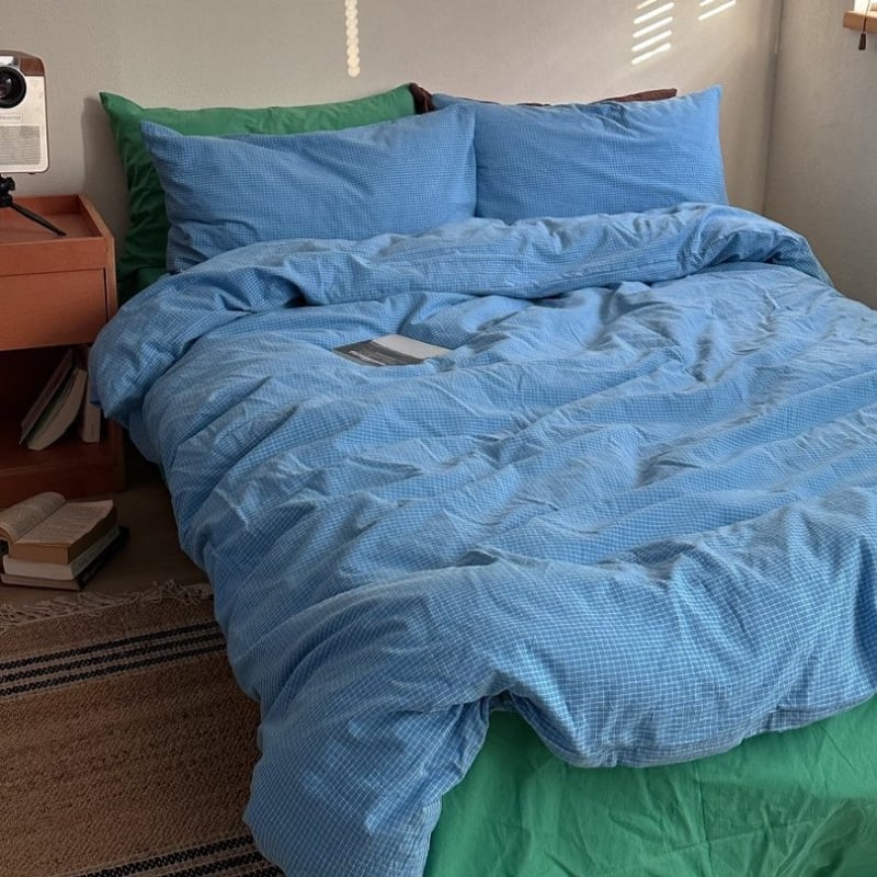 Pamuk Četverodijelni set posteljine, jednobojan, moderni minimalistički stil, težina 2500–3000 g