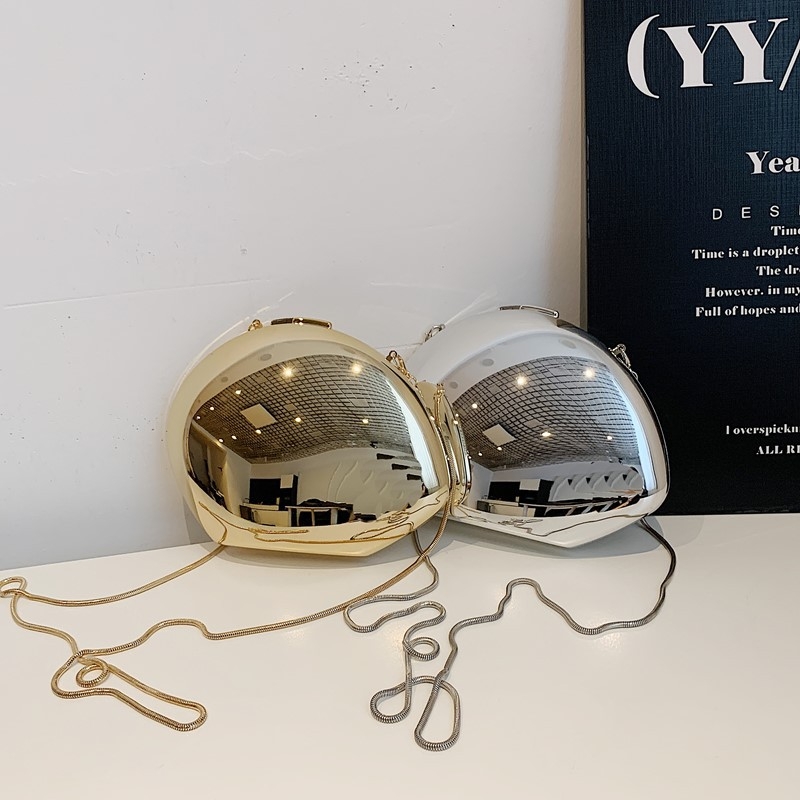 Akrilna torbica s jednom ramenom, oblik školjke, trodimenzionalni dizajn, zatvarač s bravom, poliester podstava