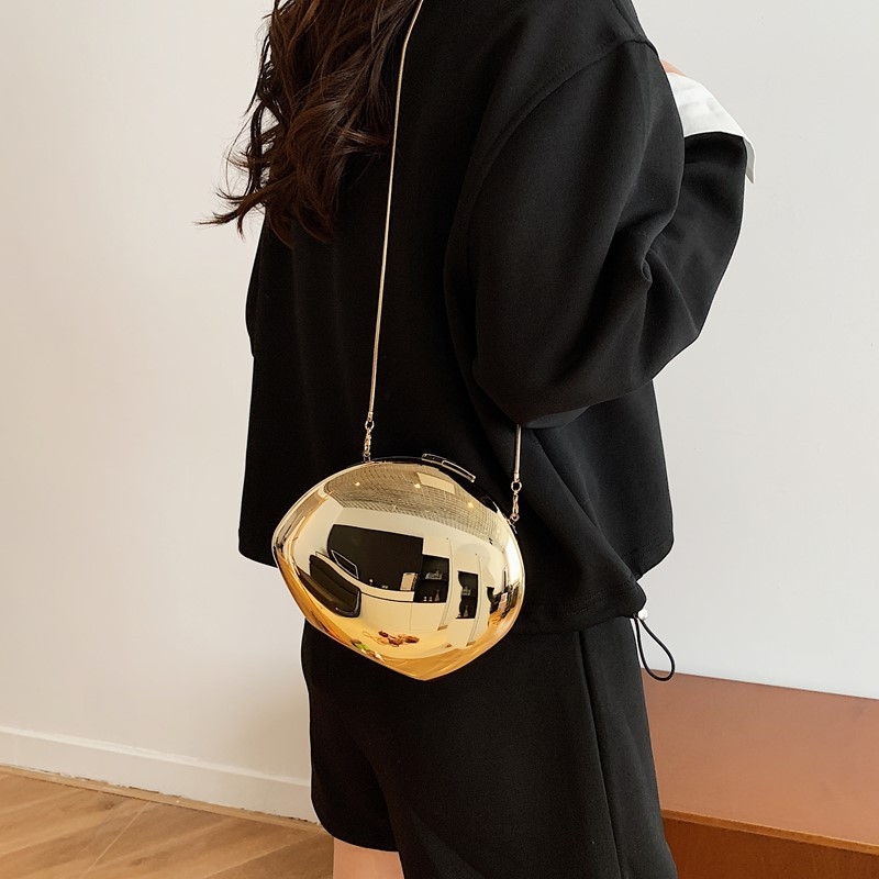 Akrilna torbica s jednom ramenom, oblik školjke, trodimenzionalni dizajn, zatvarač s bravom, poliester podstava