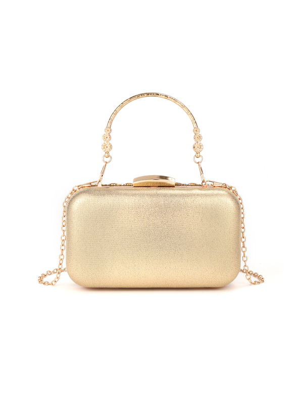 Večernja torbica s kristalima, horizontalno kvadratnog oblika, zatvara se kopčom, unutarnja džep za telefon, poliester