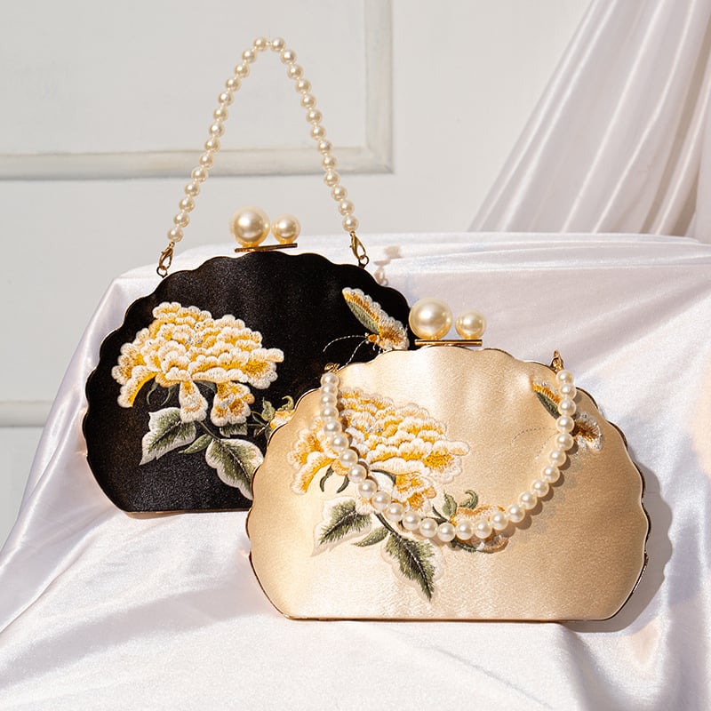 Aimeiqi Mala kvadratna ljuska-clutch s zaključavanjem, stil književnog kineskog stila, vanjska tkanina od poliestera, unutarnja podstava od poliestera