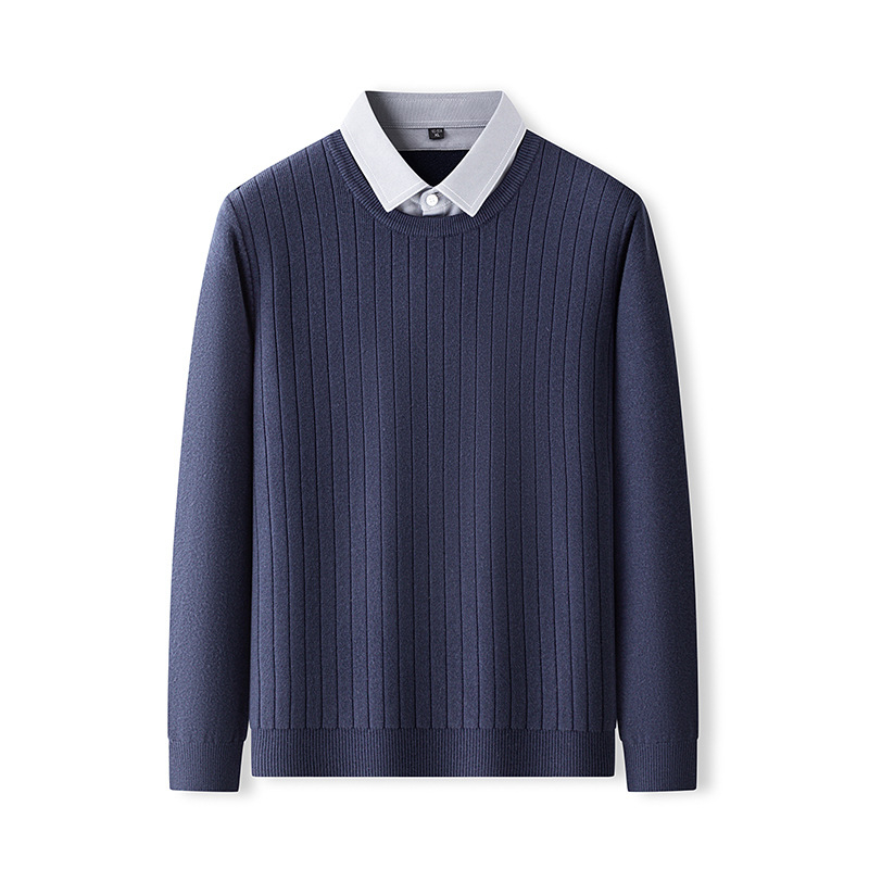 Ανδρικό πλεκτό με γιακά πουκάμισου, μείγμα μαλλιού, παχύ, μακριά μανίκια, ίσια γραμμή (Εποχή Φθινόπωρο–Χειμώνας 2025)