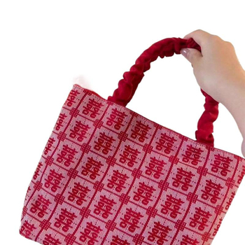 Vjenčana darovna torba za mladenku i kumu, kineskog stila, poliester, pamuk podstava, zatvarač, mali kvadratni oblik, džep za telefon