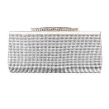 Clutch torbica sa rhinestones, horizontalni četvrtast oblik, zatvaranje na klik, poliesterska podstava, pretinac za mobitel