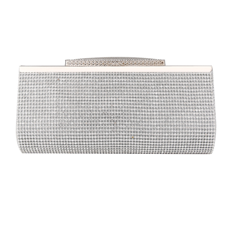 Clutch torbica sa rhinestones, horizontalni četvrtast oblik, zatvaranje na klik, poliesterska podstava, pretinac za mobitel