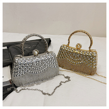 Akrilna večernja torba, horizontalni četverokutni oblik, zatvarač s lokotom, torba s poklopcem, poliester podstava, unutarnja džep za dokumente, svakodnevna upotreba, proljeće 2025