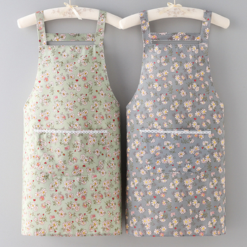 Nélküli ujjú poliészter kötény – szennyeződés elleni védelem, koreai stílus, virágos/fű/levél mintázat