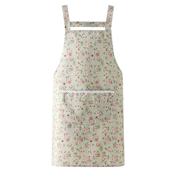 Nélküli ujjú poliészter kötény – szennyeződés elleni védelem, koreai stílus, virágos/fű/levél mintázat