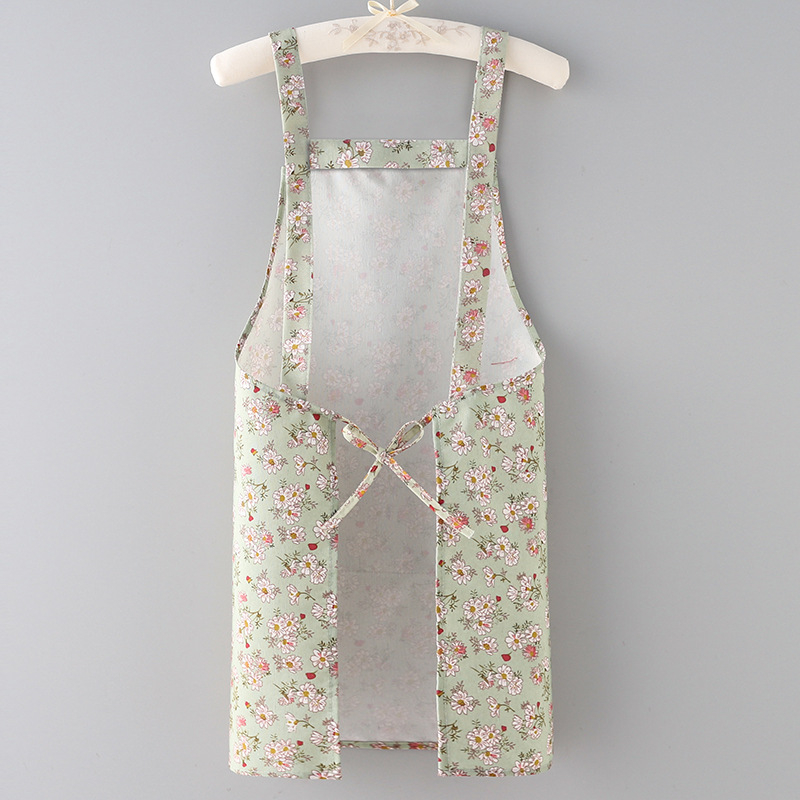 Nélküli ujjú poliészter kötény – szennyeződés elleni védelem, koreai stílus, virágos/fű/levél mintázat