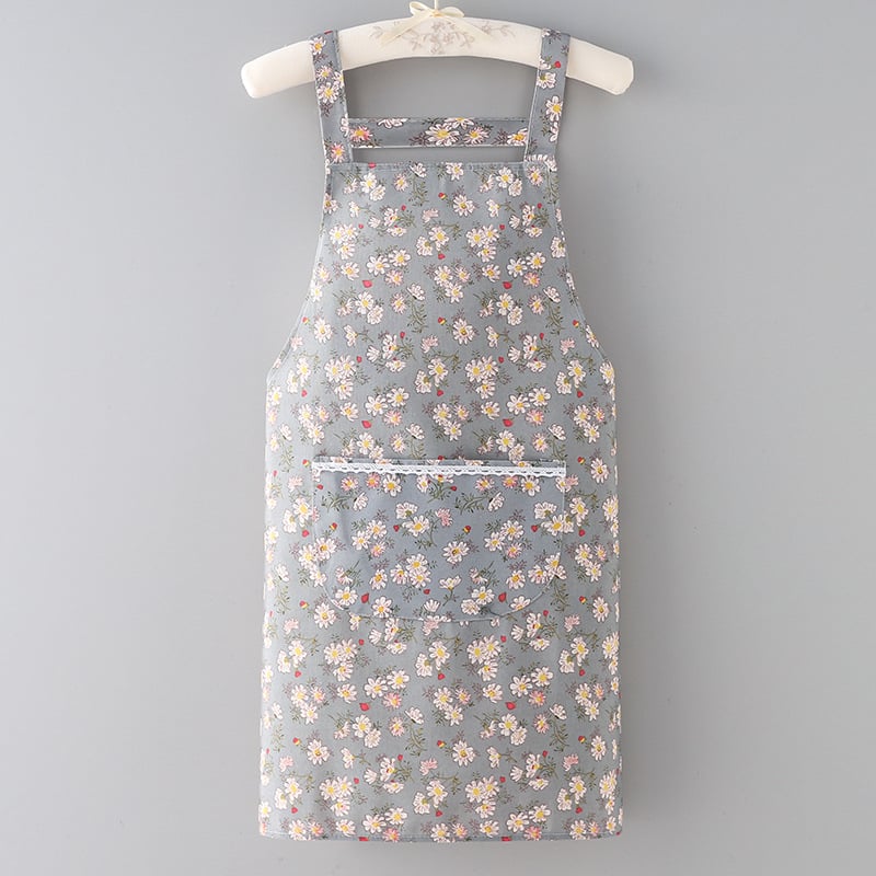 Nélküli ujjú poliészter kötény – szennyeződés elleni védelem, koreai stílus, virágos/fű/levél mintázat