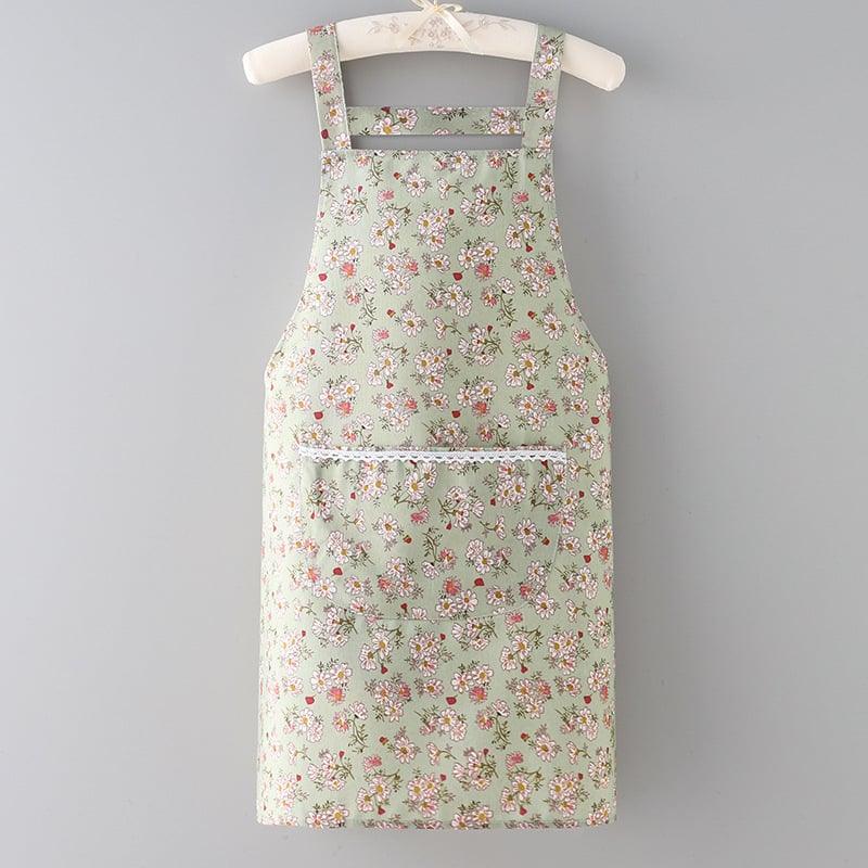 Nélküli ujjú poliészter kötény – szennyeződés elleni védelem, koreai stílus, virágos/fű/levél mintázat