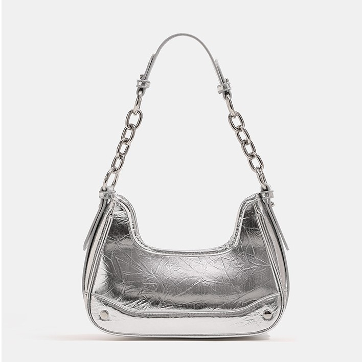 Ženska torba preko ramena s lancem u gradsko minimalističkom stilu (PU; vodoravni kvadratni oblik; zatvarač; unutarnja džep za telefon; poliester podstava)