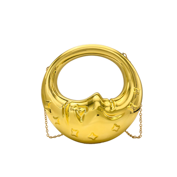 Akrilból készült félhold alakú táska fedéllel, mágneses zárás, belső zsebek telefon és személyi igazolvány számára