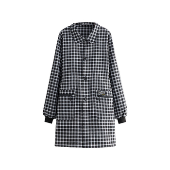 Ujjakkal ellátott kockás kötény poliészter-pamut anyagból, konyhai védelem a szennyeződés ellen, modern egyszerű stílus