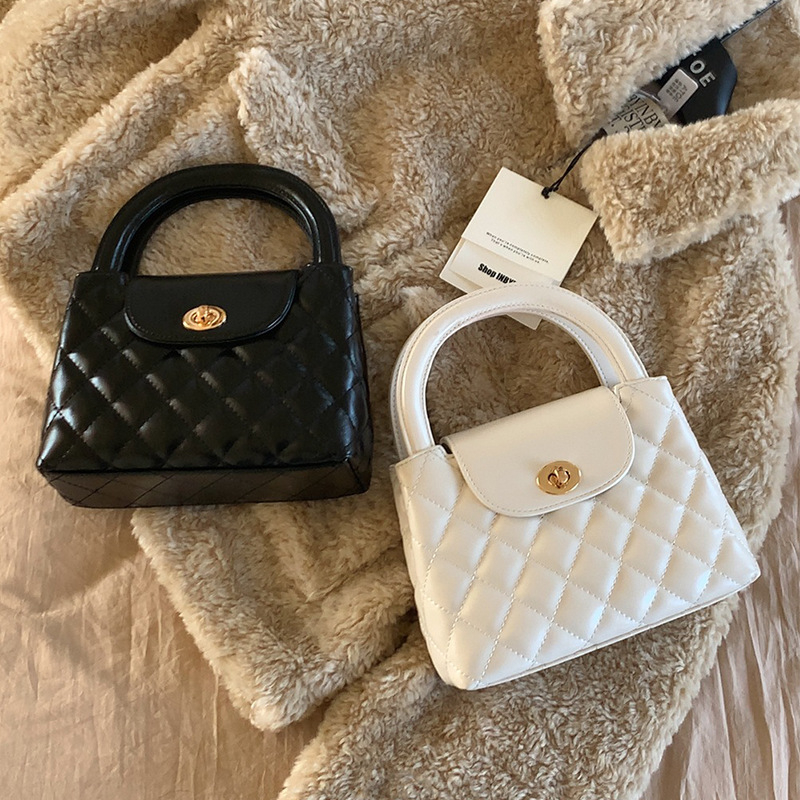 Rock Decca PU ženska torba s kapicom i dijamantnim uzorkom, kvadratnog oblika, poliester podstava