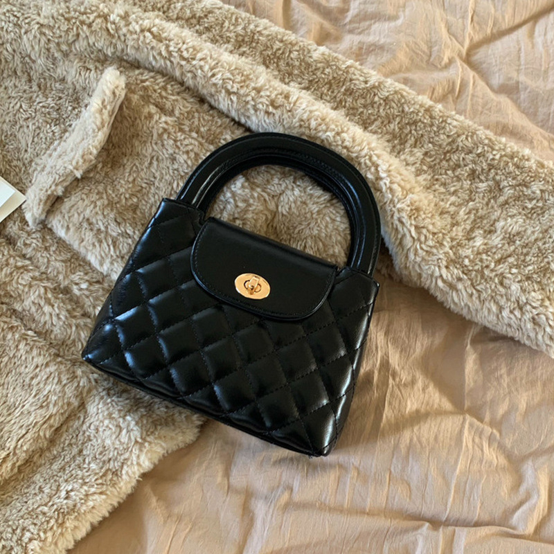 Rock Decca PU ženska torba s kapicom i dijamantnim uzorkom, kvadratnog oblika, poliester podstava