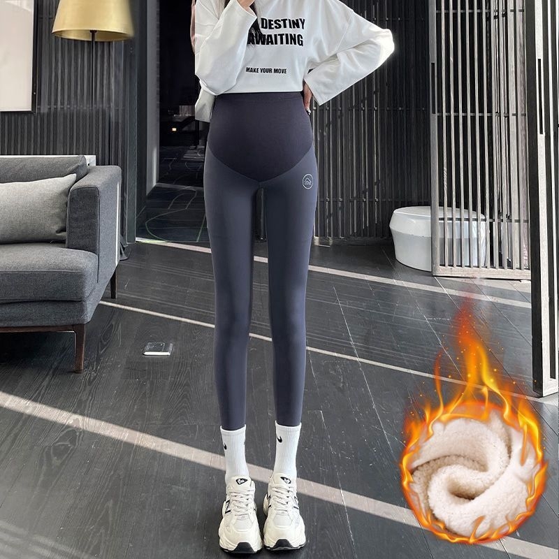 Kismamák hosszú nadrág meleg béléssel, pocak tartás, magas derekú, poliészter-elasztán keverék