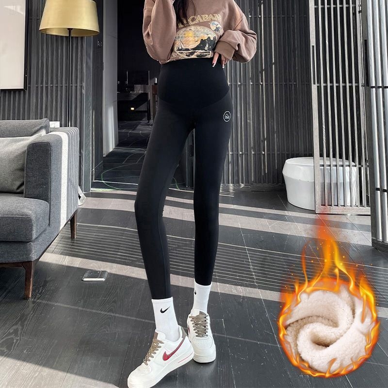 Kismamák hosszú nadrág meleg béléssel, pocak tartás, magas derekú, poliészter-elasztán keverék