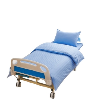 Kórházi ágynemű háromrészes készlet, poliészter-pamut satin, reaktív nyomtatás és festés, GSM 1600, csíkos minta