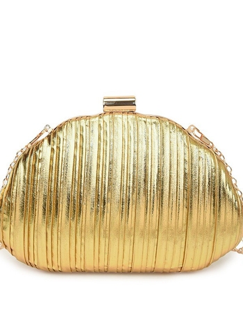PU kožna večernja clutch torba s lancem, školjkastog oblika, za vjenčanja i zabave (Materijal: PU koža; Oblik: školjka; Zatvaranje: zaključavanje; Unutarnji džepovi: džep za telefon i ID)