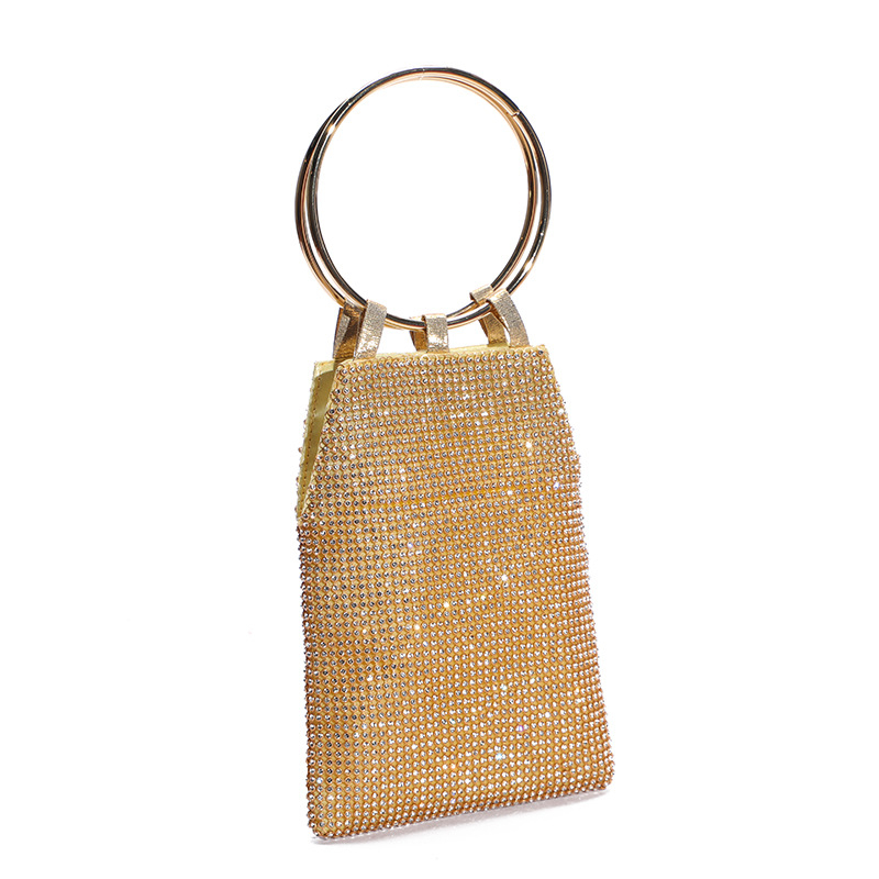 Party torba s kristalima od PU kože, PU podstava, oblik kante, magnetska kopča, urbani minimalistički stil