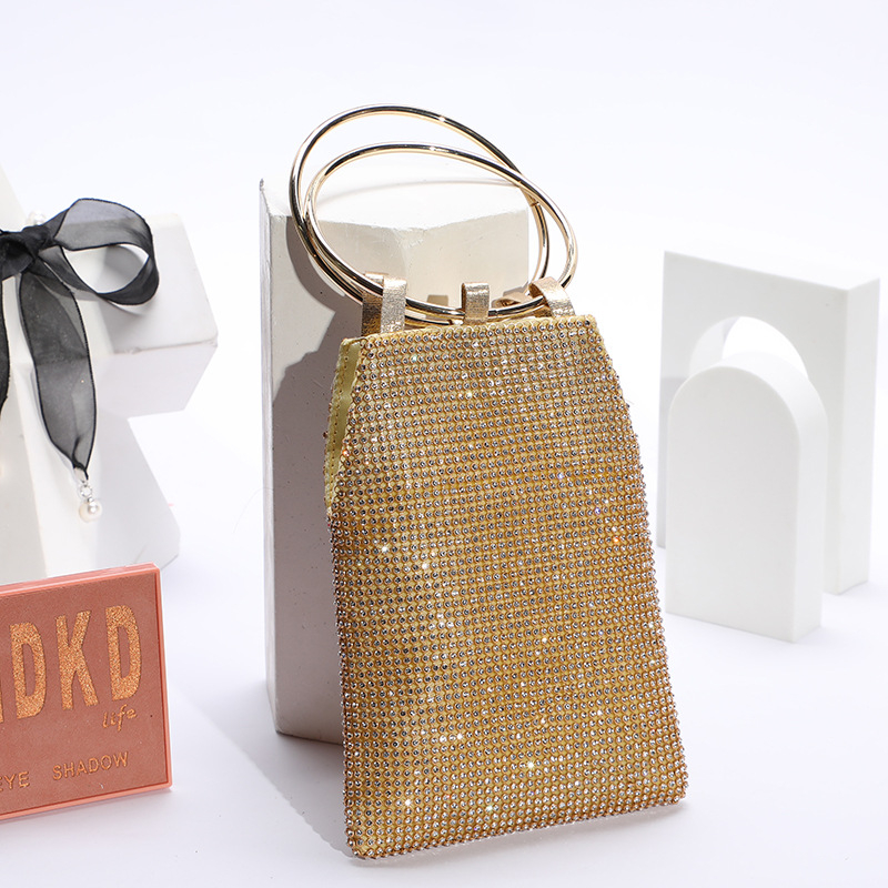 Party torba s kristalima od PU kože, PU podstava, oblik kante, magnetska kopča, urbani minimalistički stil