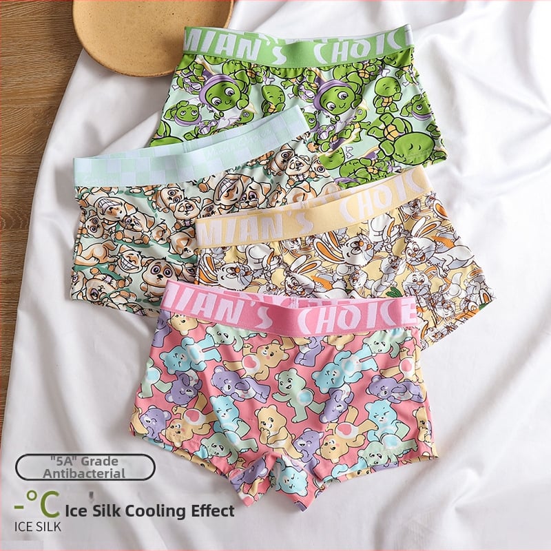Γυναικείες μποξέρ σλιπ από ice silk, αναπνέοντες, μεσαία μέση, βασικό ύφασμα: νάιλον, επένδυση καβάλου βαμβάκι (90–95%).